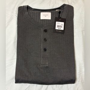 Billy Reid Men’s Herringbone Terry Henley L/S Faded Black XXL (NWT)